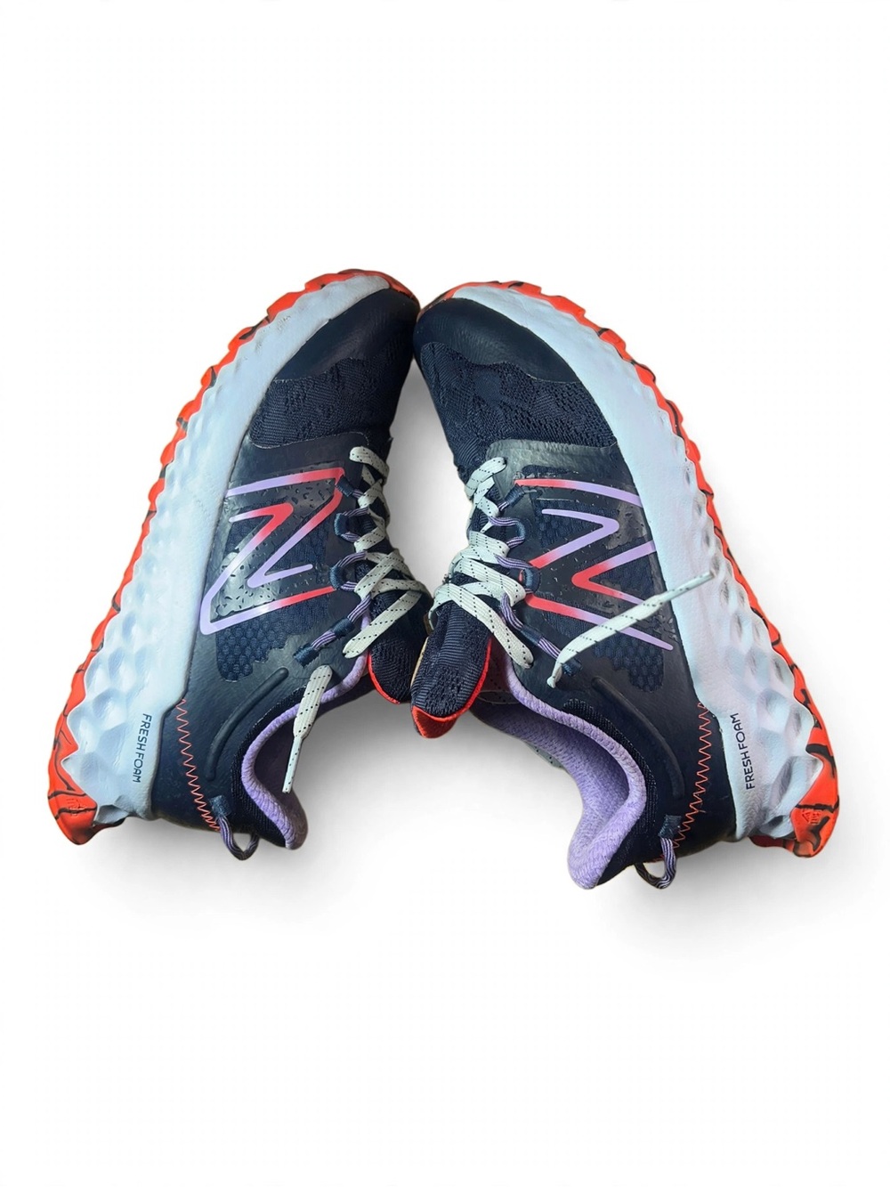 New Balance Women's Navy Running Shoes with Coral and Lavender Details